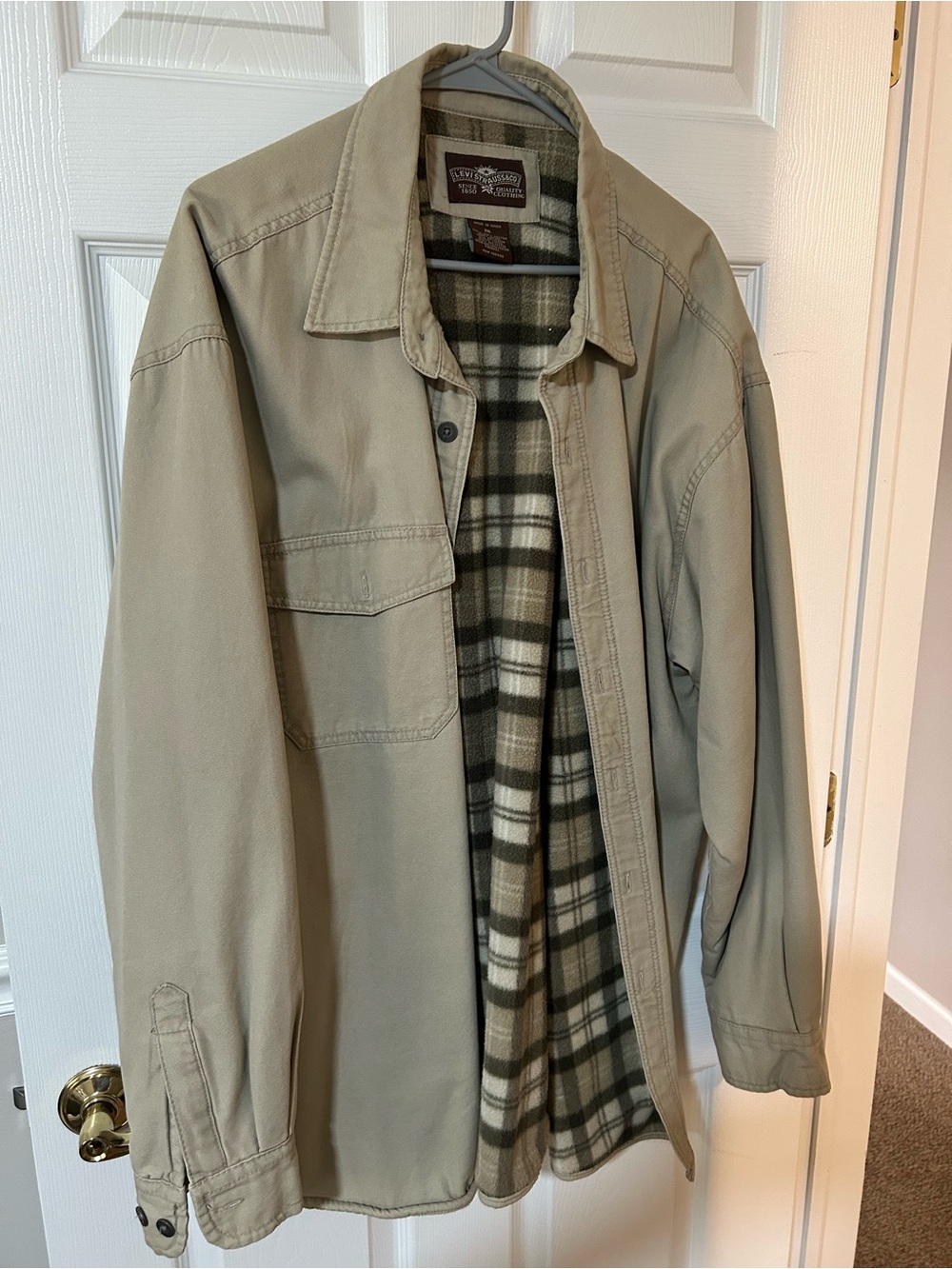Levi's XXL Tan Lightweight Shirt Jacket with Plaid Lining - Picture 1 of 6